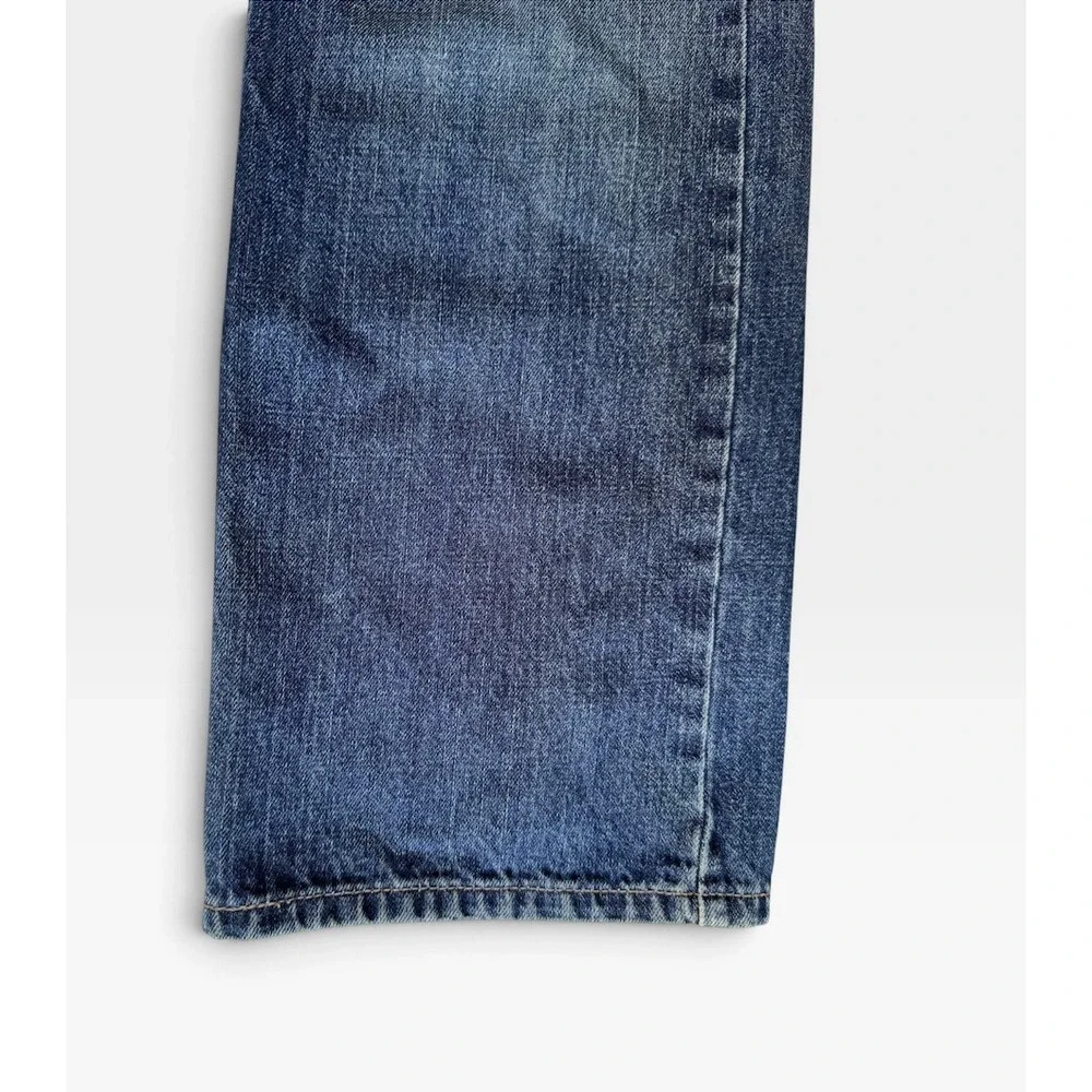 Levi's 514 Slim Straight Jeans W36 L30 Blue Distressed Faded Denim